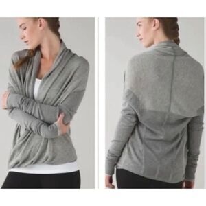 Lululemon Iconic Wrap gray cashmere blend draped SWEATER sz M